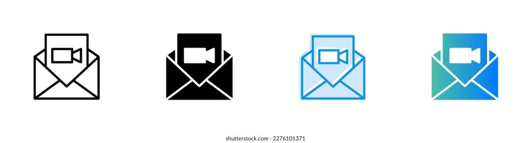 video message icon. vector illustration of video message in various styles