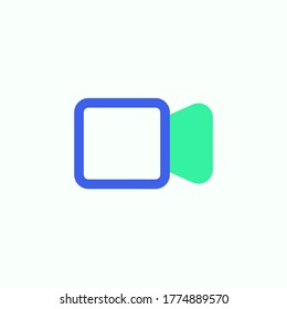 Video mode icon vector, filled flat sign, Video Camera bicolor pictogram, green and blue colors. Symbol, logo illustration