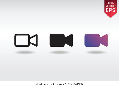 video modern icon set vector ui panel media