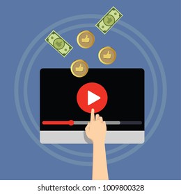 Video monetization concept. Making money from video content.