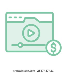 Video Monetization duotone line icon, vector, pixel perfect, illustrator file 