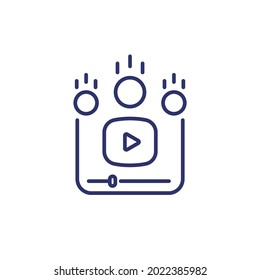 Icono de monetización de vídeo, vector de línea