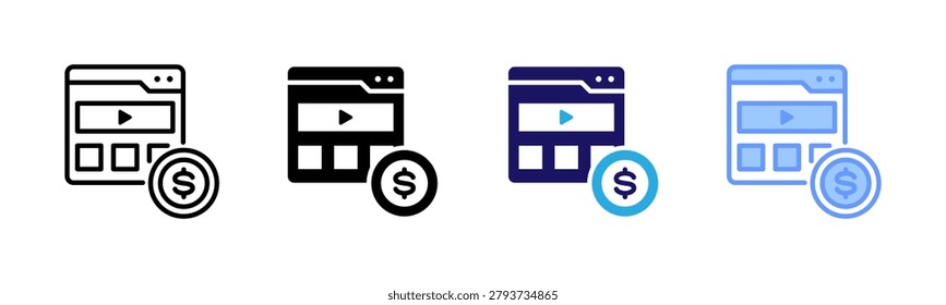 Video Monetization Icons, Multi Style Icon Set