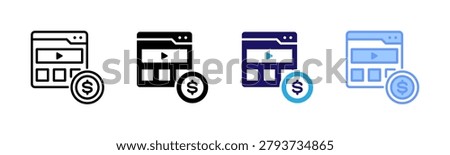 Video Monetization Icons, Multi Style Icon Set