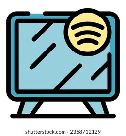 Video monitor icon outline vector. Home tv. Computer internet color flat