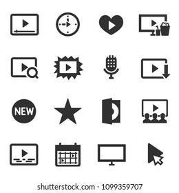 Video, monochrome icons set.