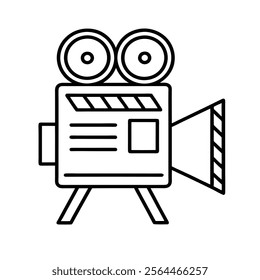 video or movie camera line art icon sign silhouette vector illustration