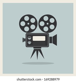 Video Movie Camera on Retro Background vector