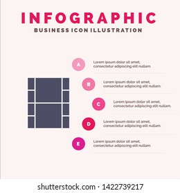Video, Movie, Film Solid Icon Infographics 5 Steps Presentation Background