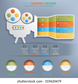 Video movie info graphic design,clean vector