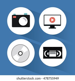 Video movie and media icon set