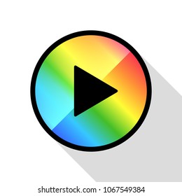 Video movie play, playback button icon vector illustration. rainbow color.