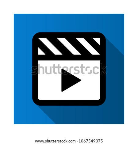 Video movie play, playback button icon vector illustration. blue color.