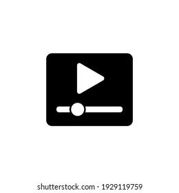 Video multimedia icon in solid black flat shape glyph icon, isolated on white background 