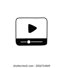 Video multimedia icon in solid black flat shape glyph icon, isolated on white background 