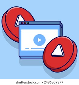 video multimedia player concept, Playback icon symbol design template, red round play button, video player template. starts audio playback. Play Design Templates online. web. vector illustration.