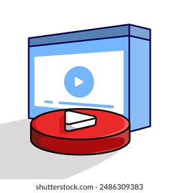 video multimedia player concept, Playback icon symbol design template, red round play button, video player template. starts audio playback. Play Design Templates online. web. vector illustration.