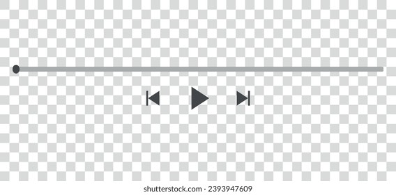 Interfaz de visualización de vídeo, barra de reproducción de música. Progreso del reproductor de audio para podcast, misic, lista de reproducción de radio. Control deslizante de icono de vector transparente, reproducción, rebobinado