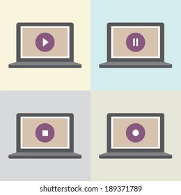 Video or Music Player Button On Laptop Screen