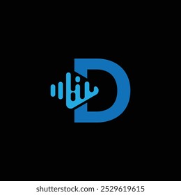 Video Music Soundwave Symbol With Letter D Logo