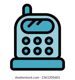Video nanny icon outline vector. Baby service. Sitter page color flat