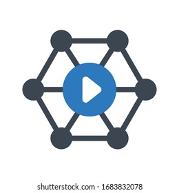 video network vector glyph color icon 