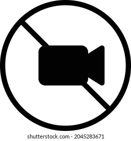 video not allowed vector glyph flat icon