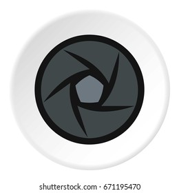 Video objective icon in flat circle isolated vector illustration for web