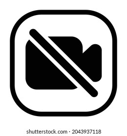 video off Icon. Flat style rounded rectangle isolated on white background. Vector illustration