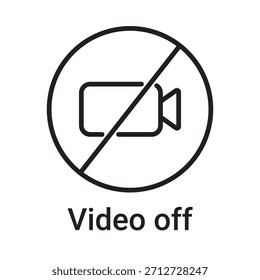 Video icono off. Símbolo de línea de Vector para un Sitio web, tarjeta de producto, presentación y App móvil, embalaje o instrucción. Signo de esquema editable