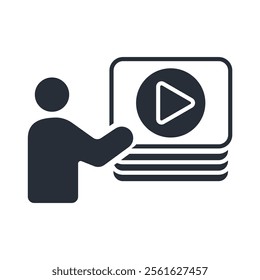 video on demand icon. vector.Editable stroke.linear style sign for use web design,logo.Symbol illustration.