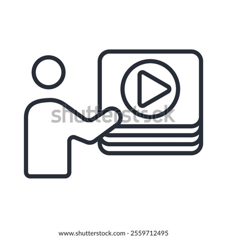 video on demand icon. vector.Editable stroke.linear style sign for use web design,logo.Symbol illustration.