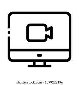 Video On Display Icon Vector. Outline Video On Display Sign. Isolated Contour Symbol Illustration