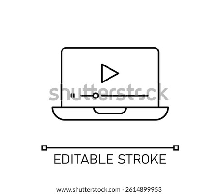 Video on Laptop Screen Line Icon with Editable Stroke. The Icon is suitable for web design