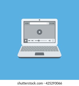 Video on a Laptop Screen / Vector Illustration
