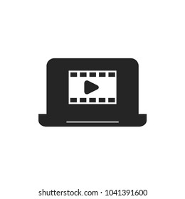 Video on laptop vector icon