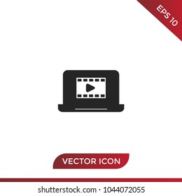 Video on laptop vector icon