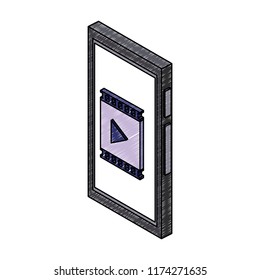 Video on smartphone isomatric symbol scribble
