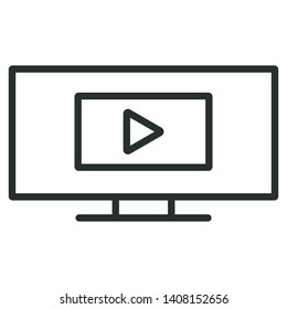 video on tv - minimal line web icon. simple vector illustration. concept for infographic, website or app.
