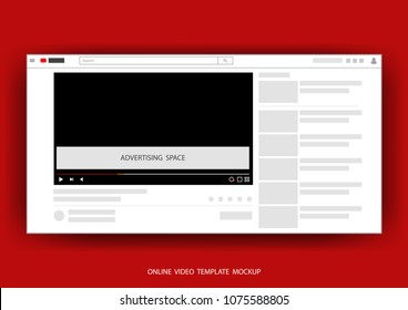 Video online channels web template mock up with space for advertising vector illustration.