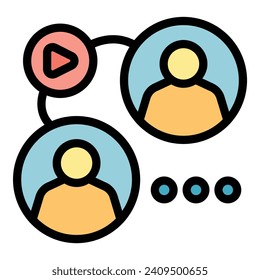 Video online group icon outline vector. School learning. System education color flat