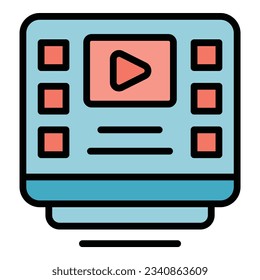 Video online study icon outline vector. Exam test. Computer education color flat