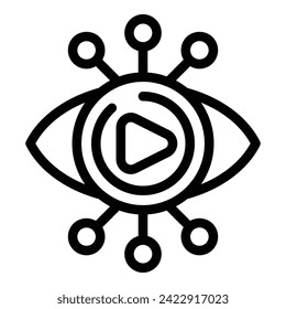 Vector de contorno de icono de cuidado visual en línea de vídeo. Móvil viral. Medios sociales