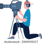 Video operator character. Professional cinema shooting icon