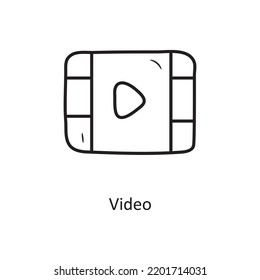 Icono de diseño de esquema de vídeo Símbolo de control de medios sobre archivo EPS 10 de fondo blanco