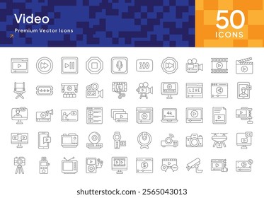 Video Pack Banner - Stroke Style 1, Multimedia, Video Editing, Film, Digital Media Icons