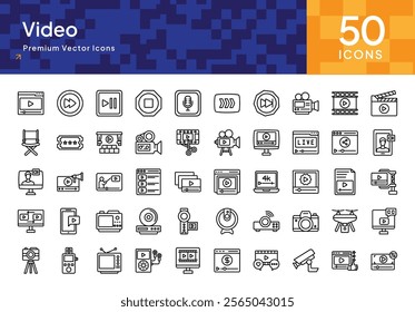 Video Pack Banner - Stroke Style 2, Multimedia, Video Editing, Film, Digital Content Icons