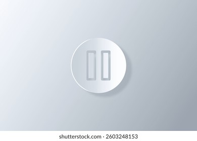 video pause button icon made in white paper art style with shadow and highlight