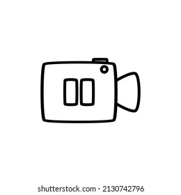 Video pause line icon vector. Pause video vector graphic. Pause logo with camera icon vector. Video camera symbol illustration. Outline video icon illustration.