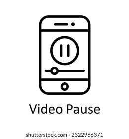 Video Pause Vector   outline Icon Design illustration. Multimedia Symbol on White background EPS 10 File